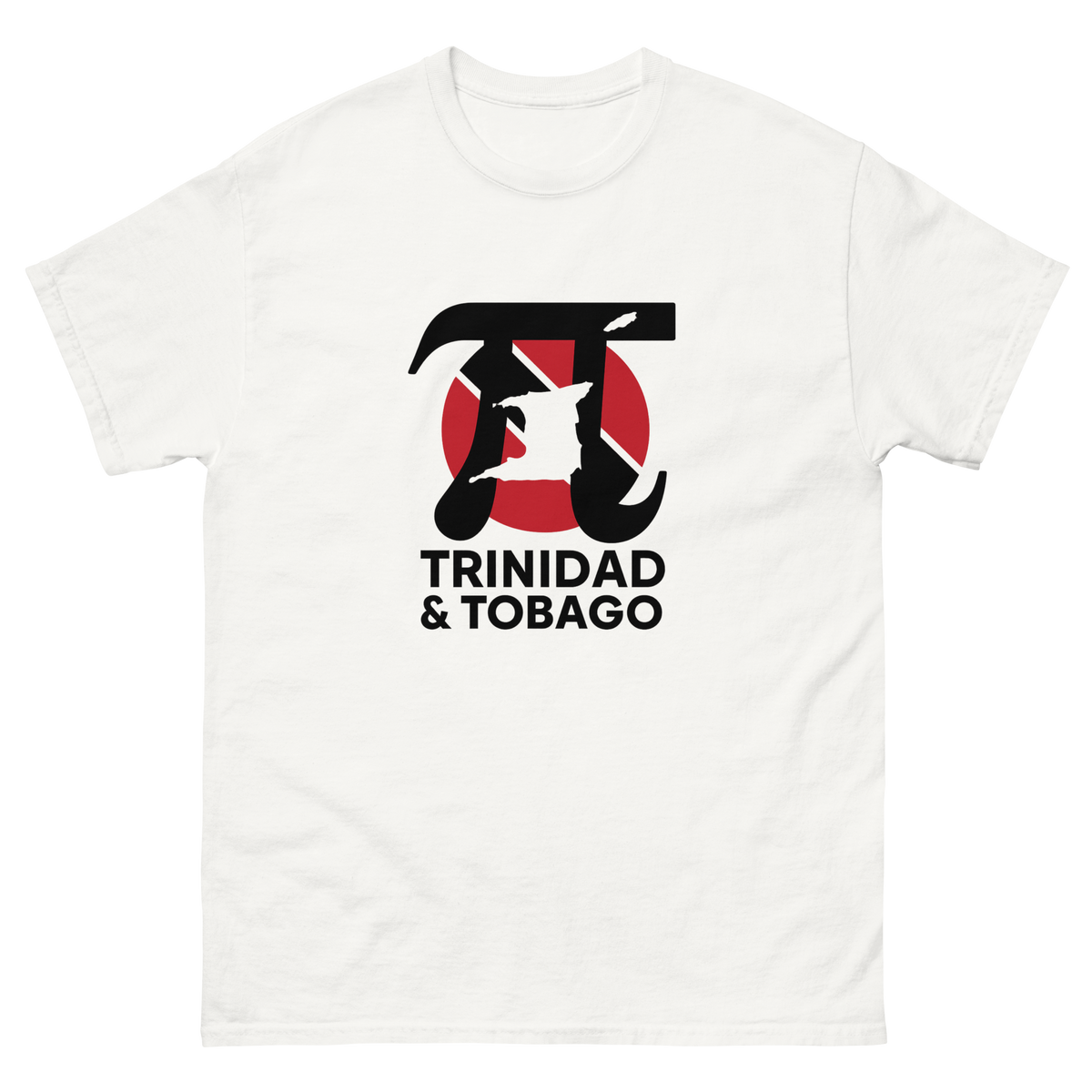 TRINIDAD & TOBAGO π T-shirt, White, front view.