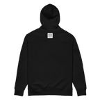 O 💛 W hoodie, Black, back view.
