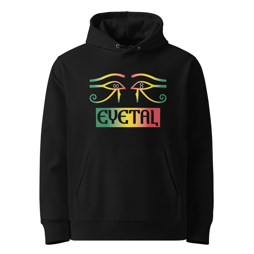 EYETAL hoodie, Black, front view.