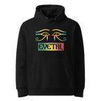 EYETAL hoodie, Black, front view.