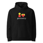 i ❤️ geometry hoodie, Black, front view.