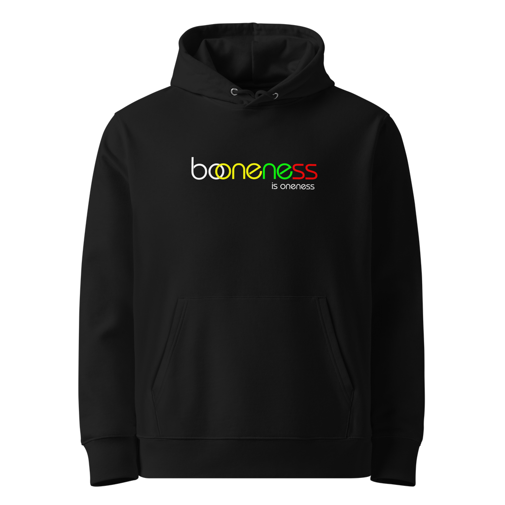 booneness is oneness hoodie, Black, front view.