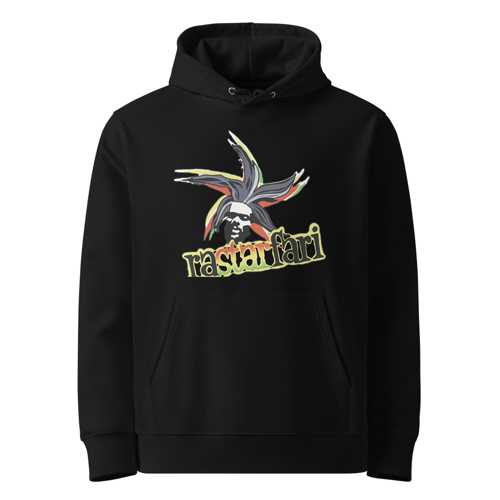 RASTARFARI hoodie, Black, front view.