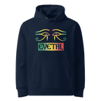 EYETAL hoodie, French Navy, front view.