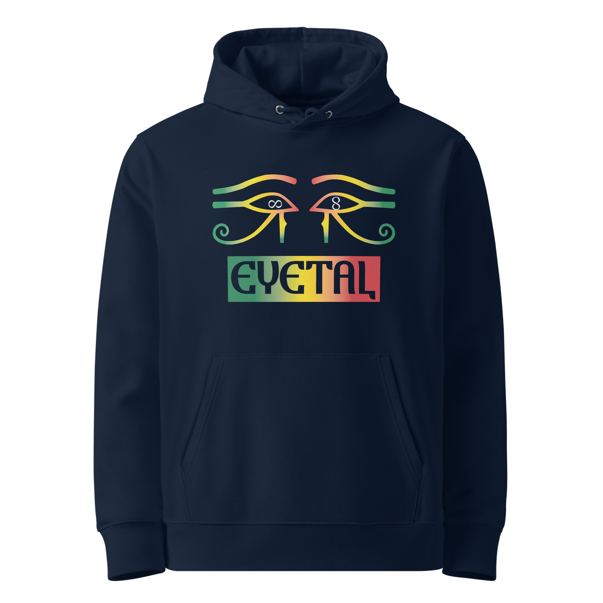 EYETAL hoodie, French Navy, front view.