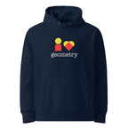 i ❤️ geometry hoodie, French Navy, front view.