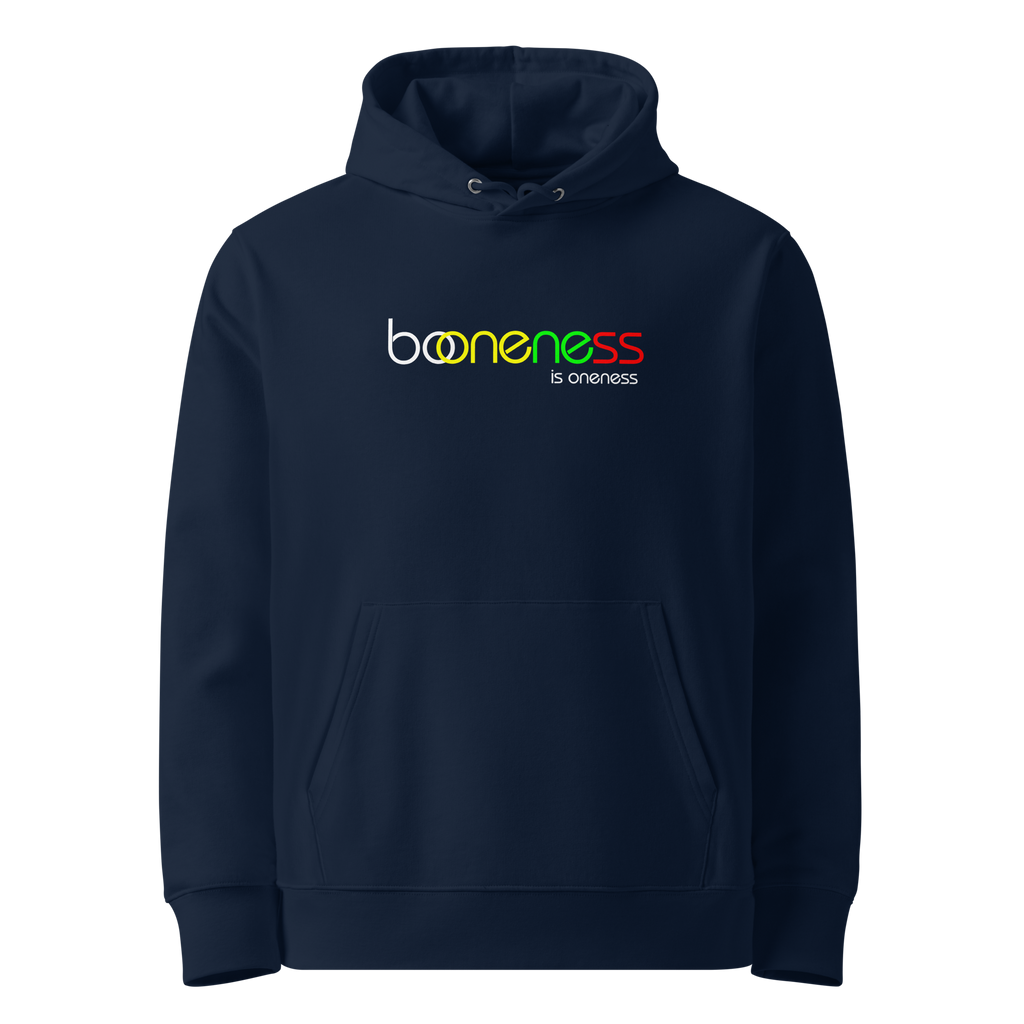 booneness is oneness hoodie, French Navy, front view.