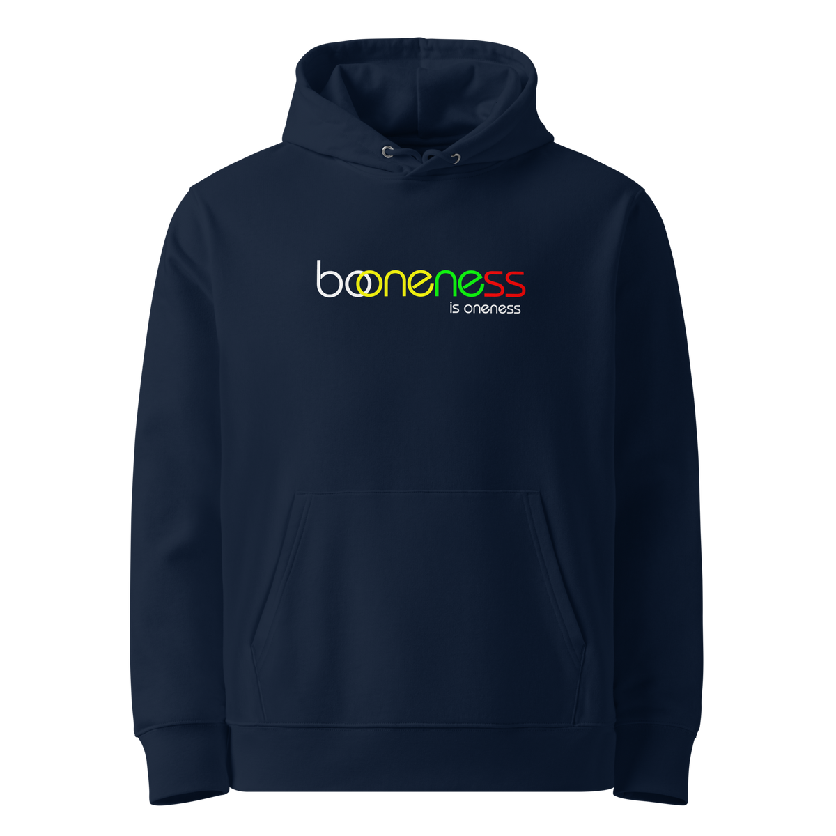 booneness is oneness hoodie, French Navy, front view.