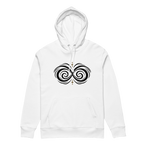 MIRROR CURL hoodie, White, front view.