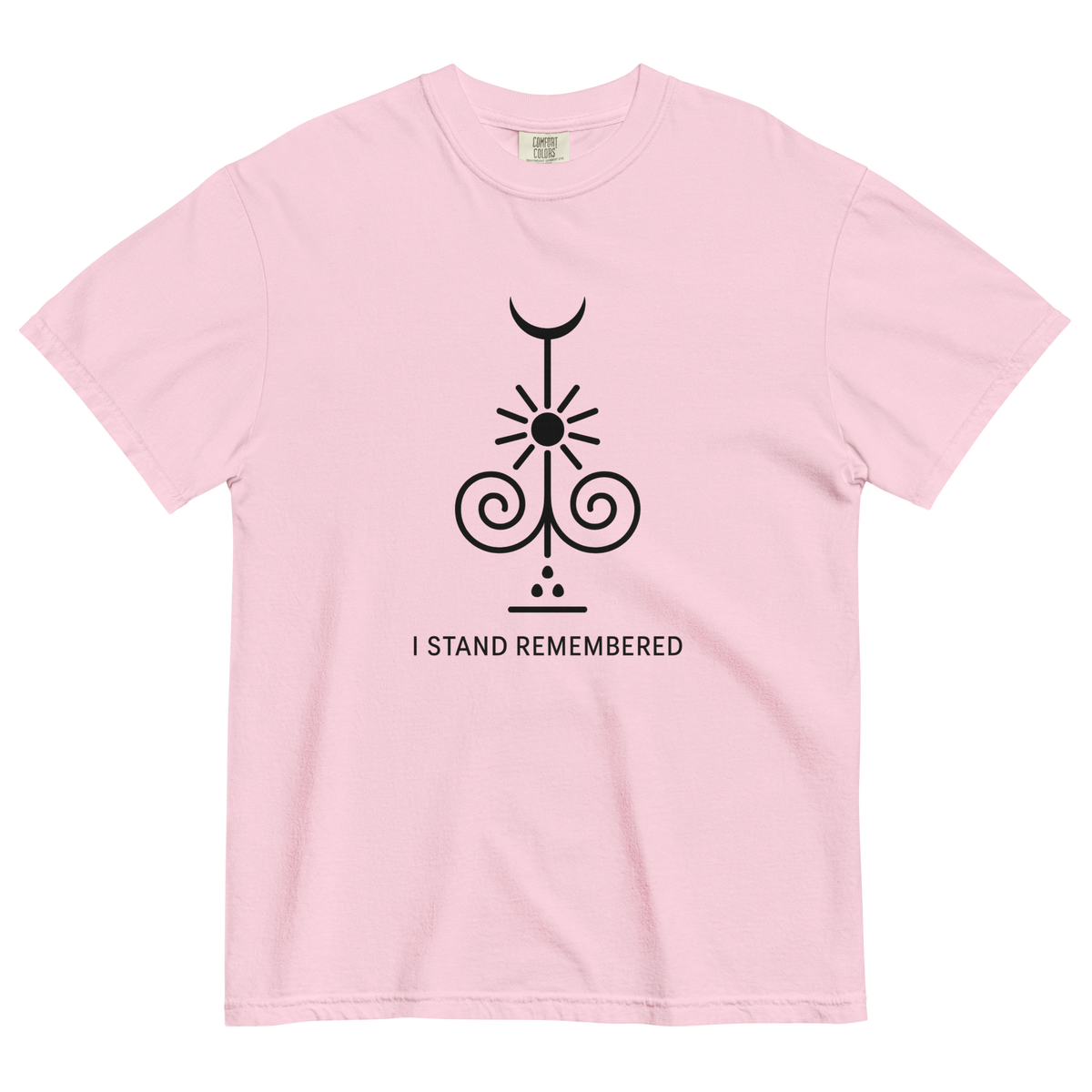 I STAND REMEMBERED T-shirt, Blossom, front view.