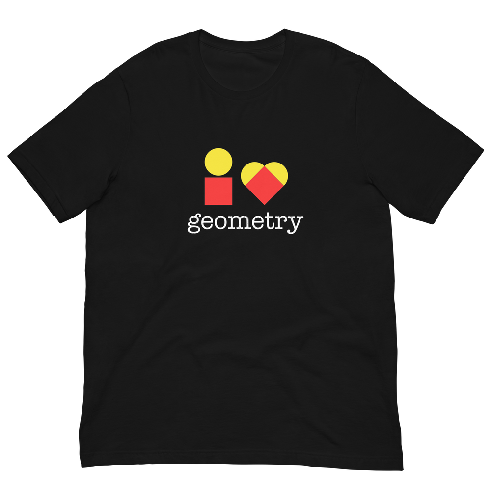 i ❤️ geometry T-shirt, Black, front view.