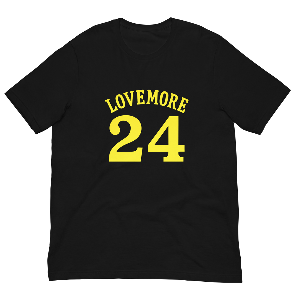 LOVEMORE 24 T-shirt, Black, front view.